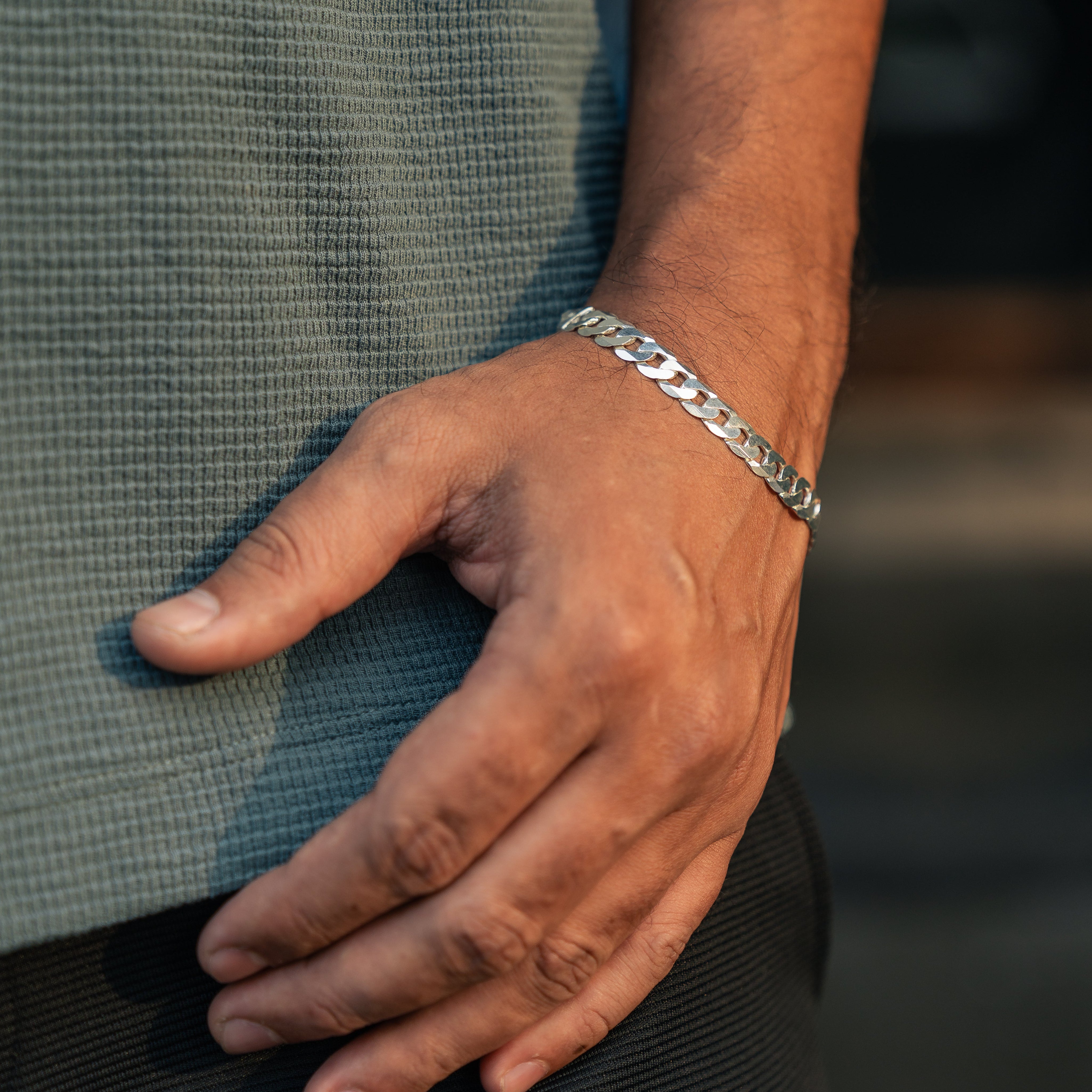 Silver Jackie Mens Bracelet - Size 8.5"
