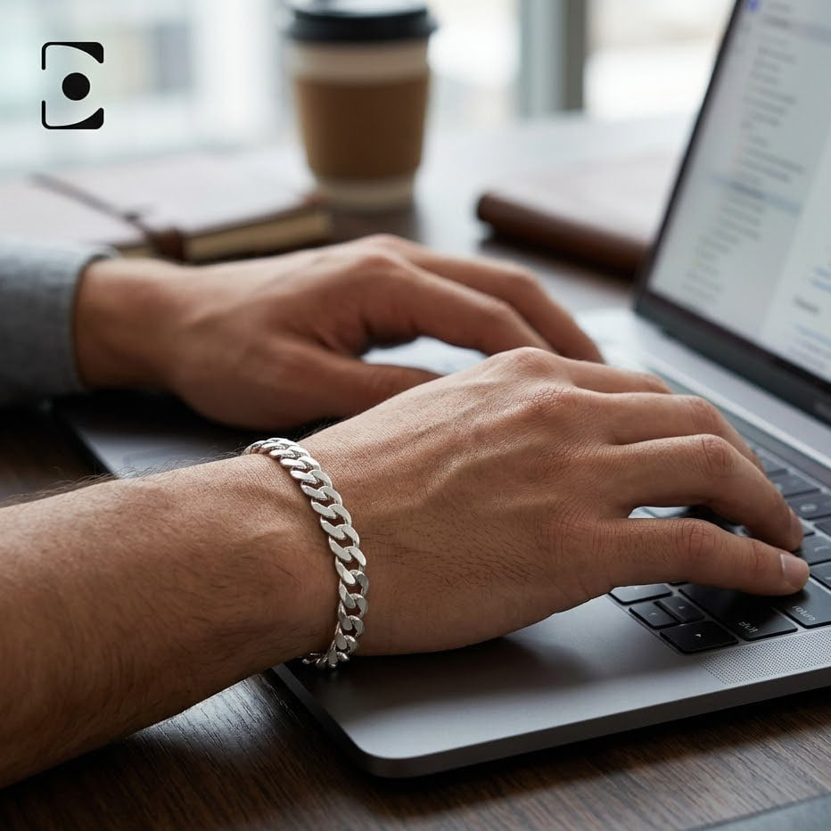 Silver Jackie Mens Bracelet