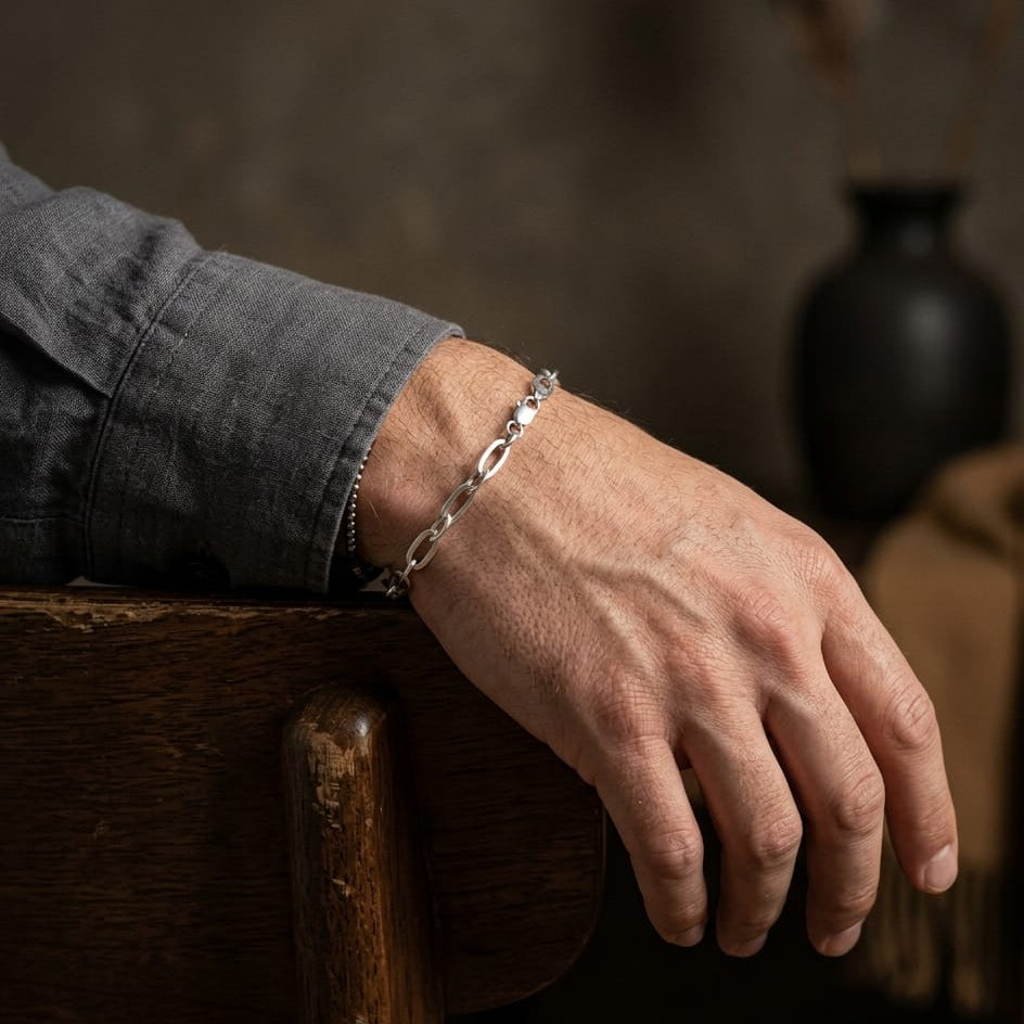 Round Linked Mens Bracelet