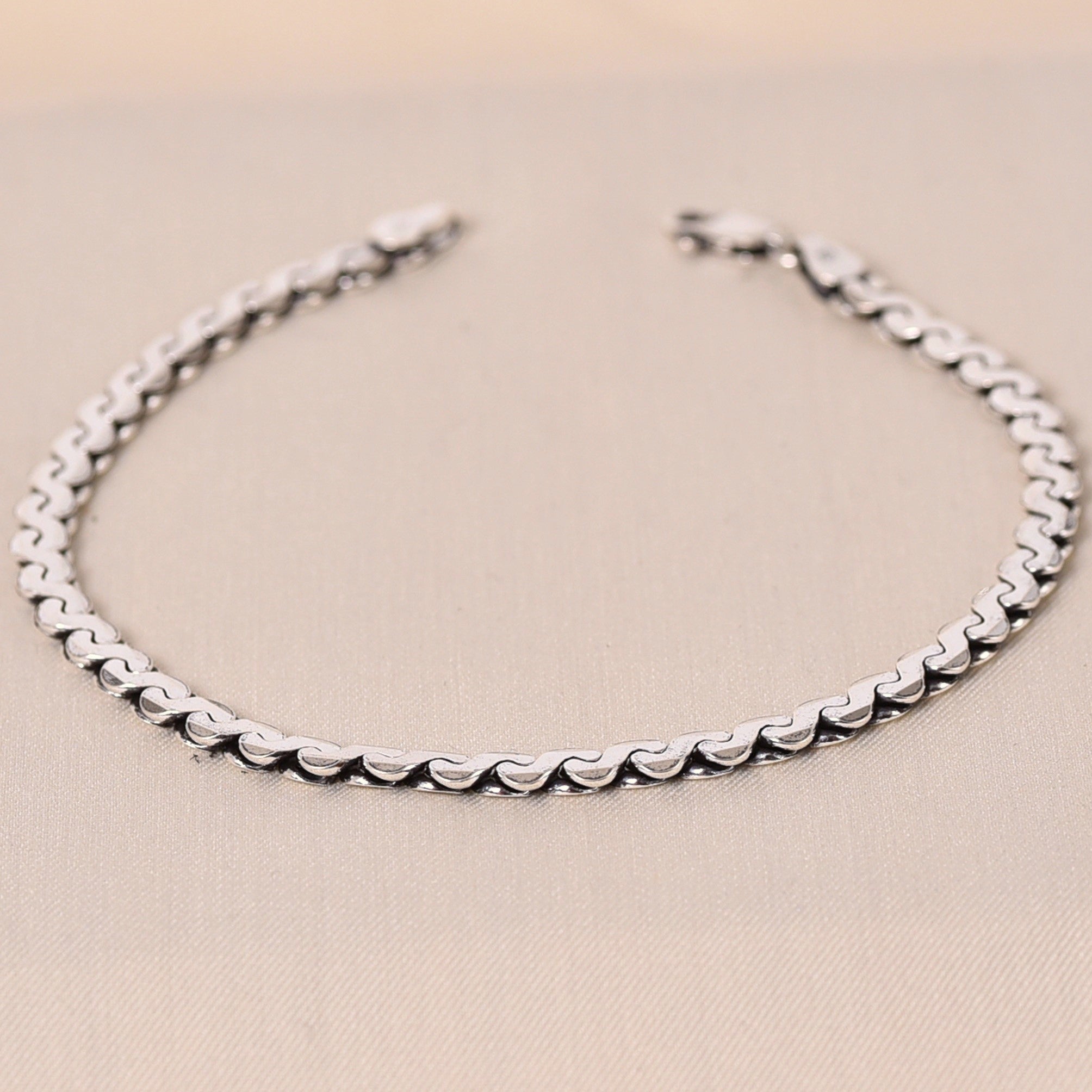 Sterling Silver Wavy Men's Bracelet