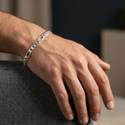 Silver Stylish Linked Mens Bracelet