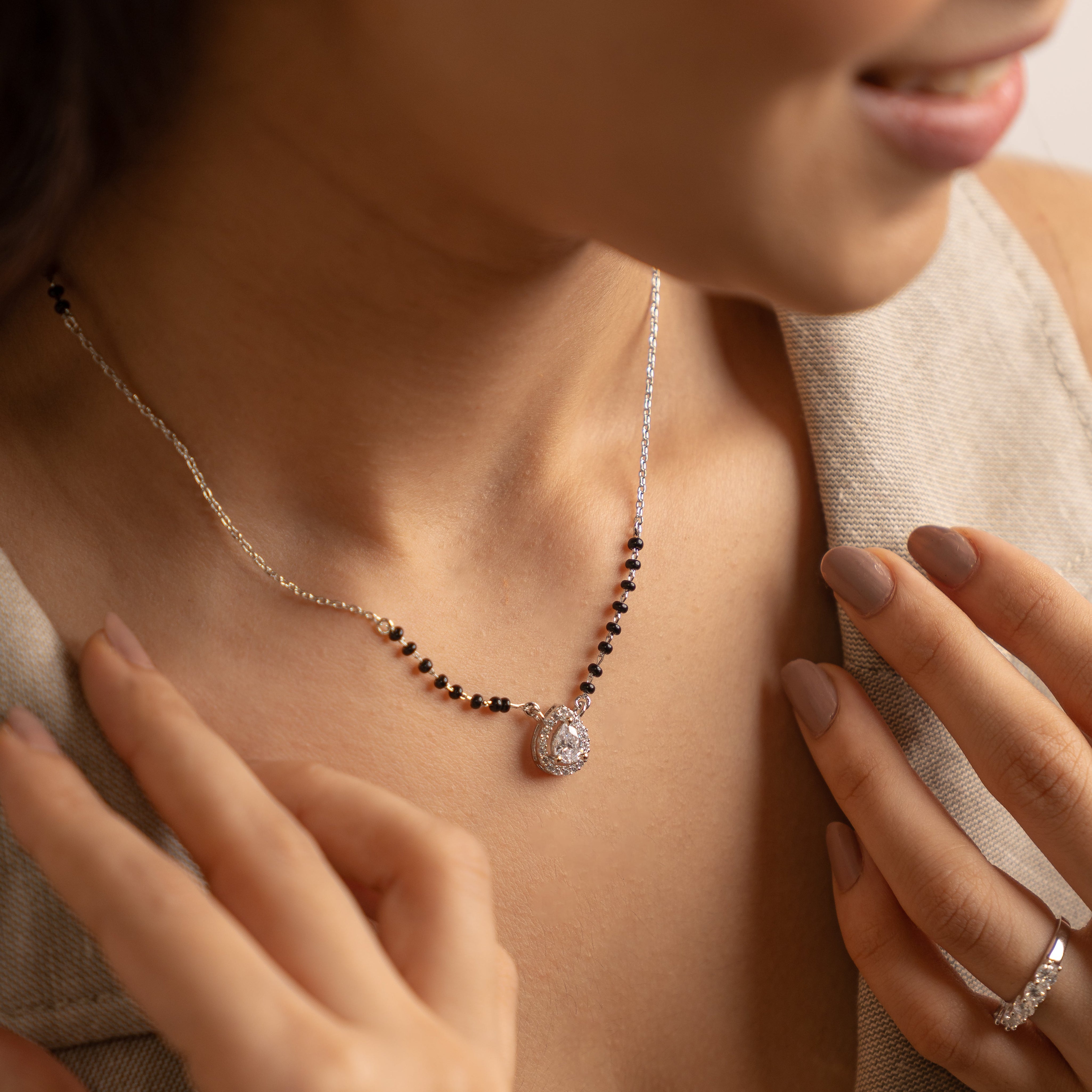 Kaye Silver Diamond Mangalsutra