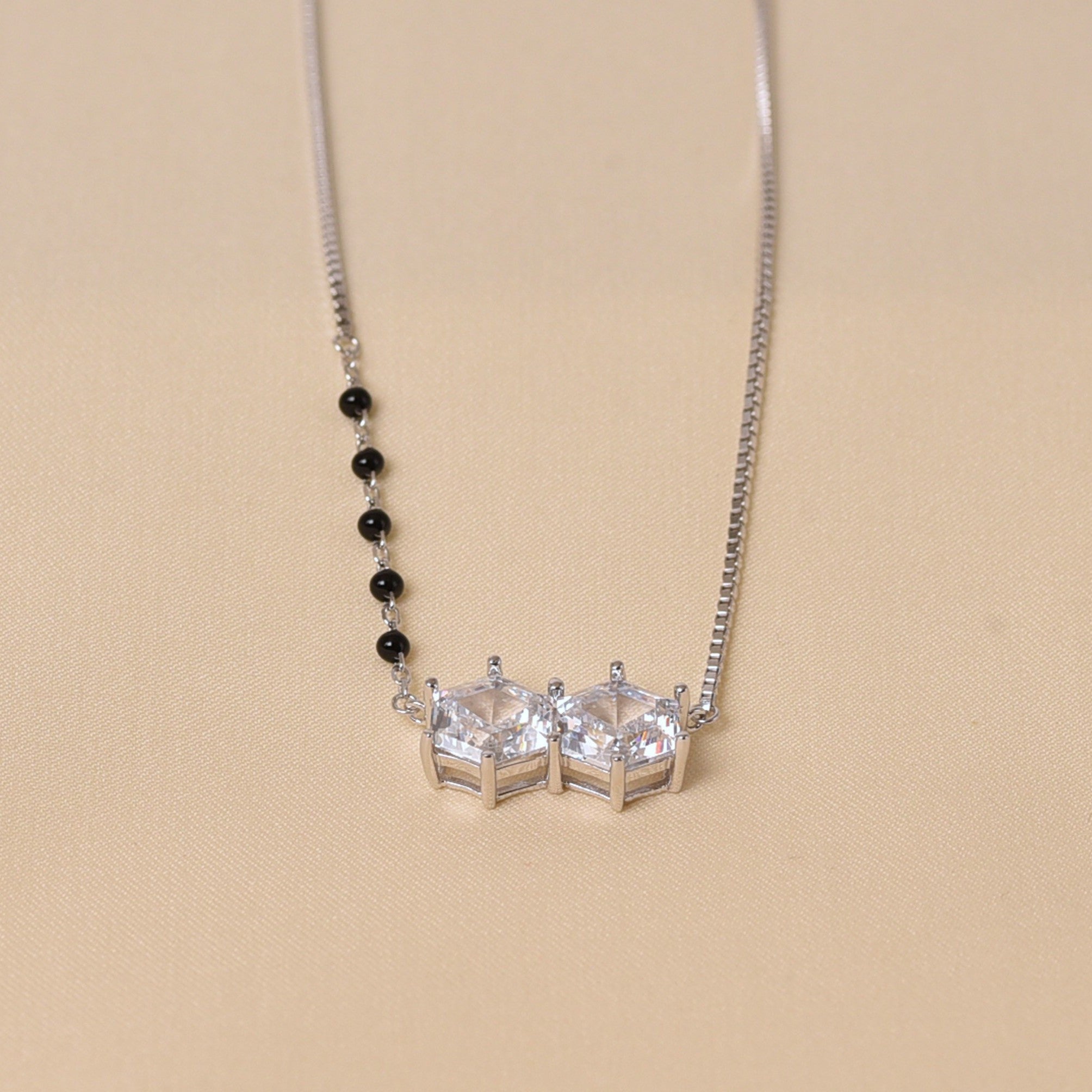 Silver Minimalistic Hexagon Mangalsutra