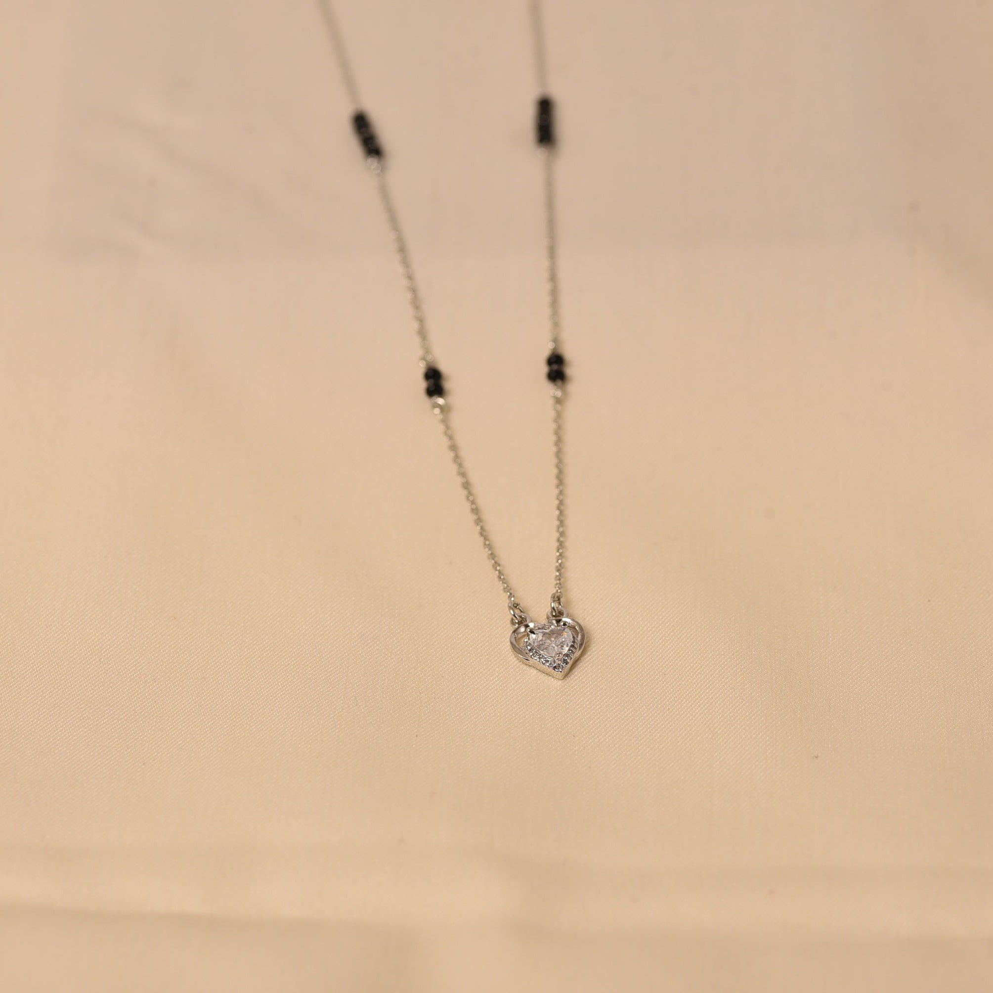 925 Silver Diamond & Black Beads Mangalsutra for women  by Elyta