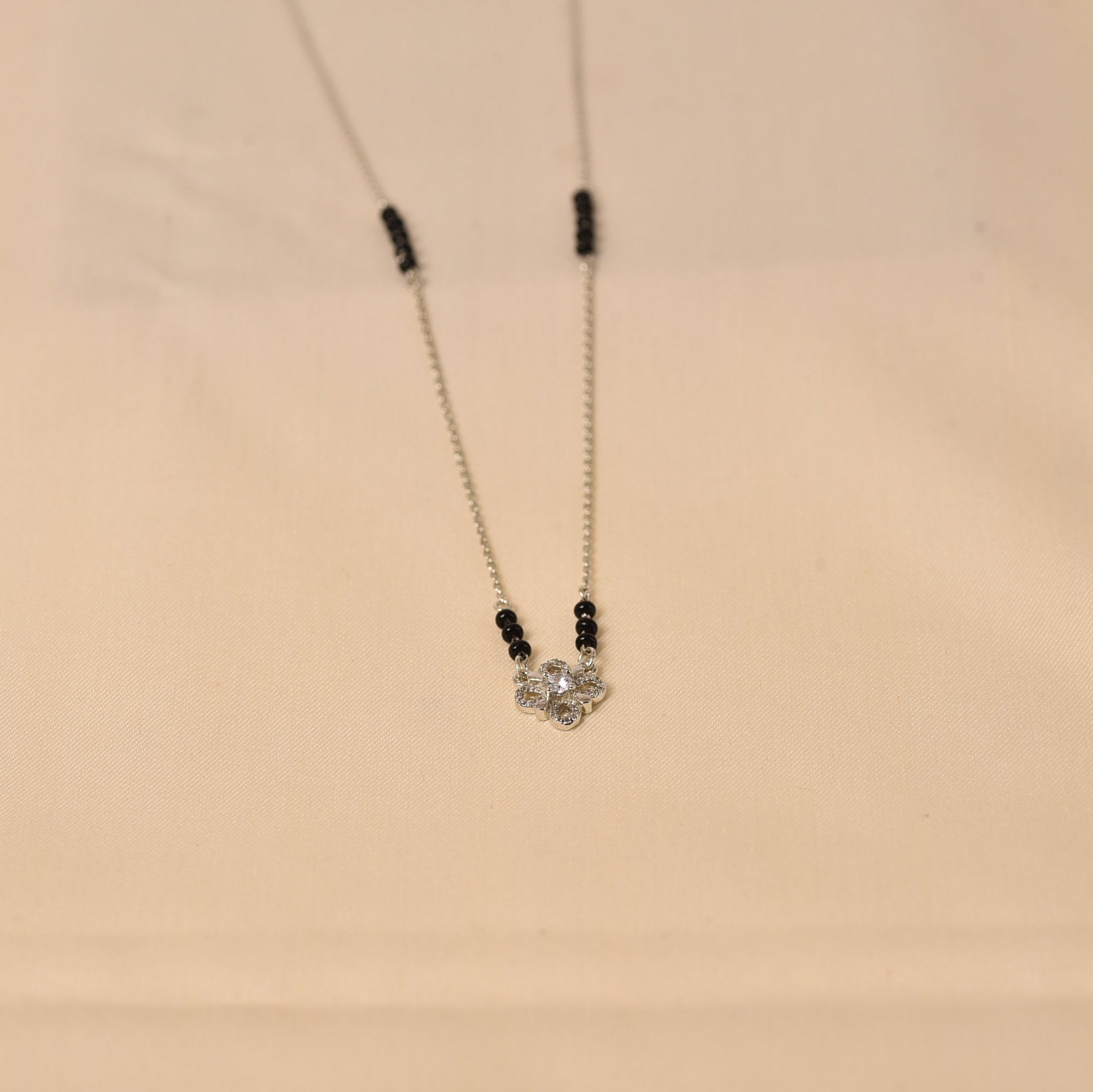 925 Sterling Silver Floral Beaded Mangalsutra for Women by Elyta