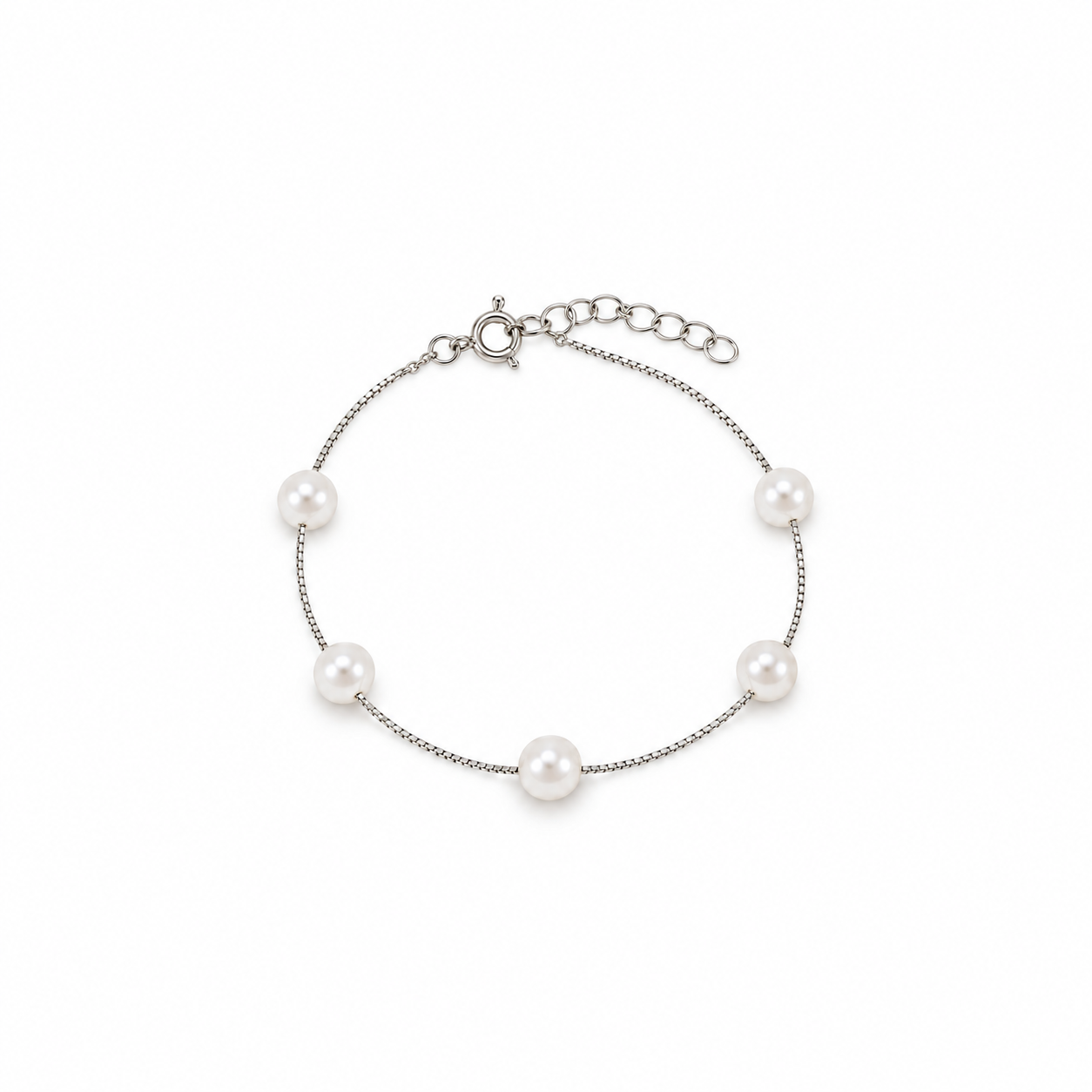 Silver Stylish Pearl Bracelet