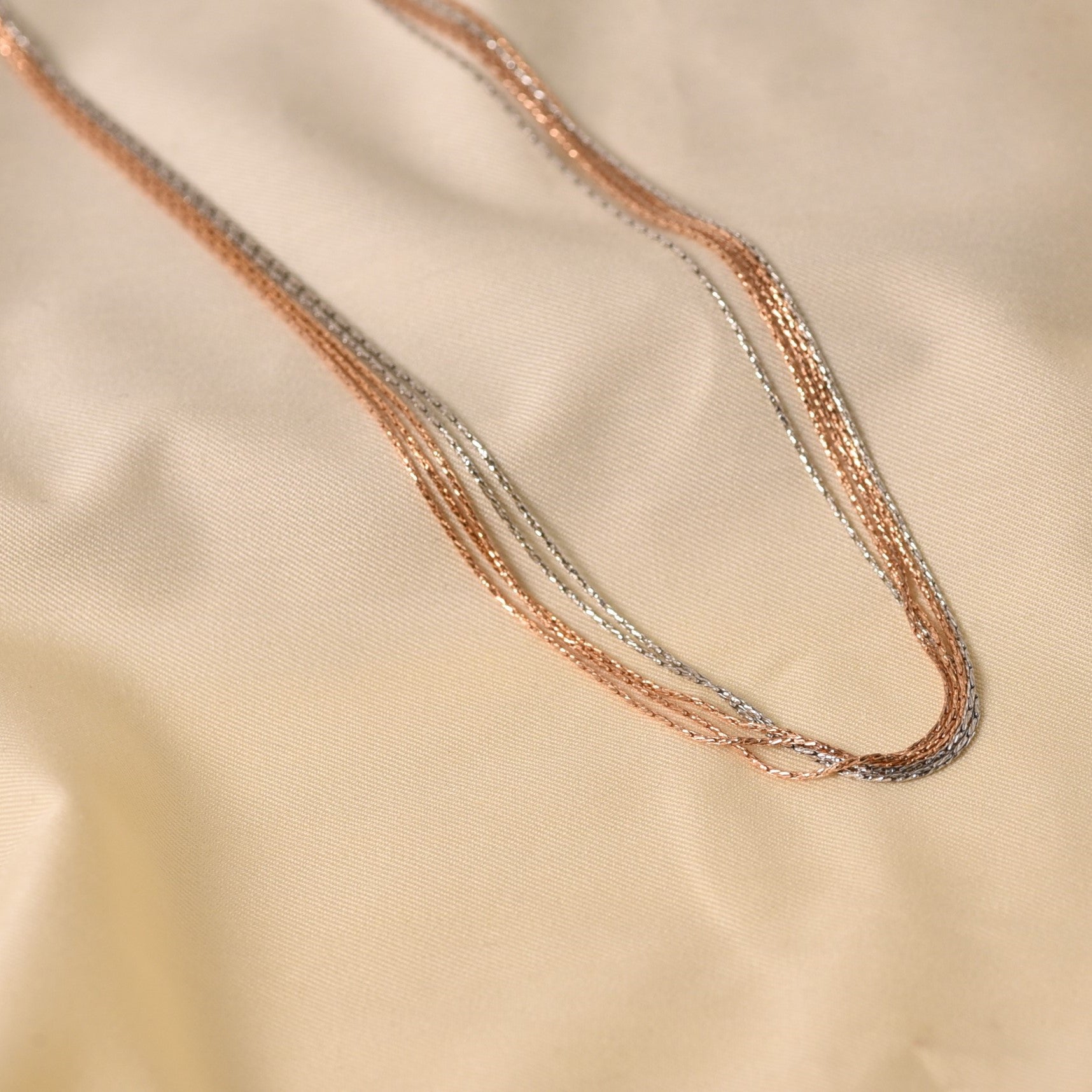 5-Line Chain  Rhodium + Rose Gold