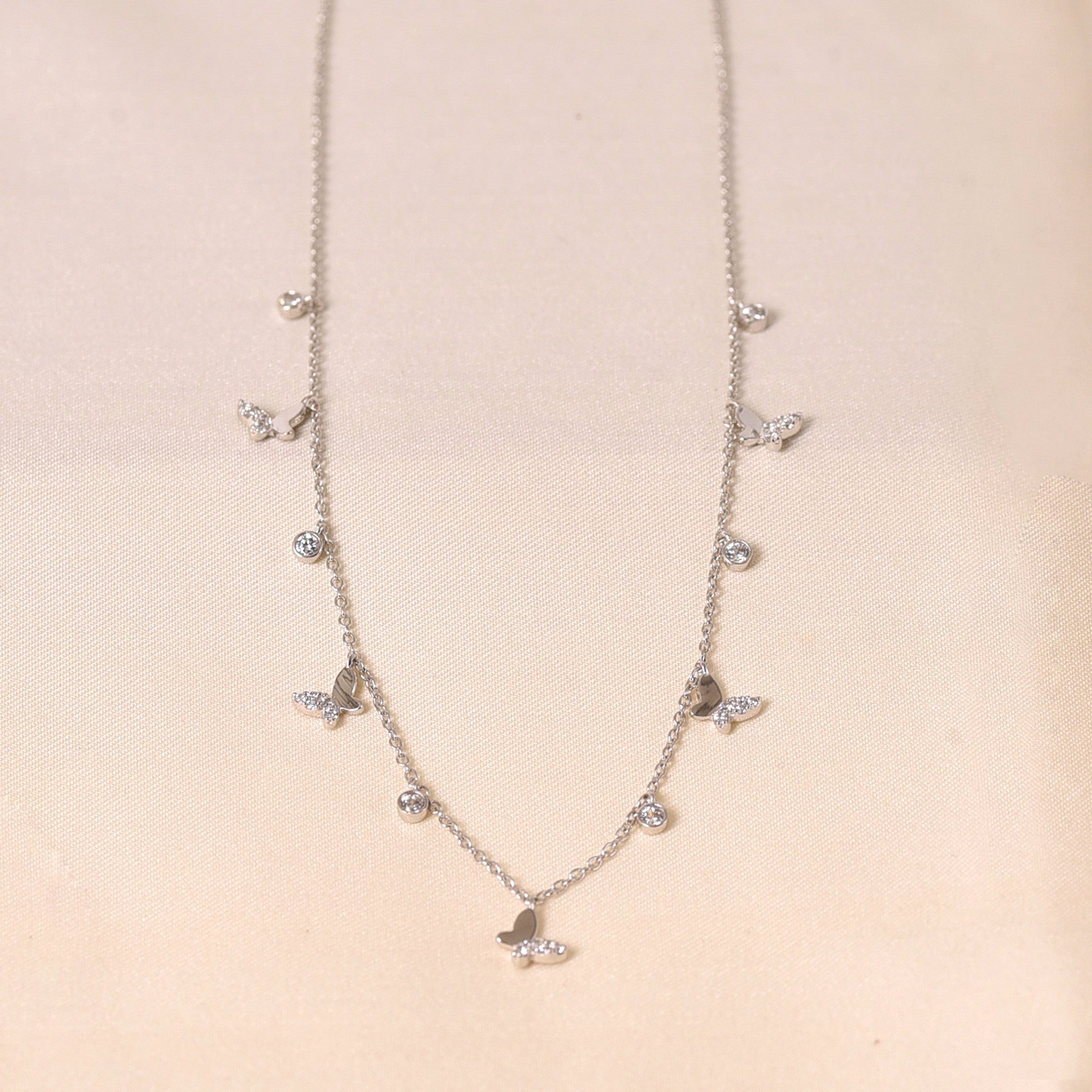 Silver Butterfly Charm Necklace