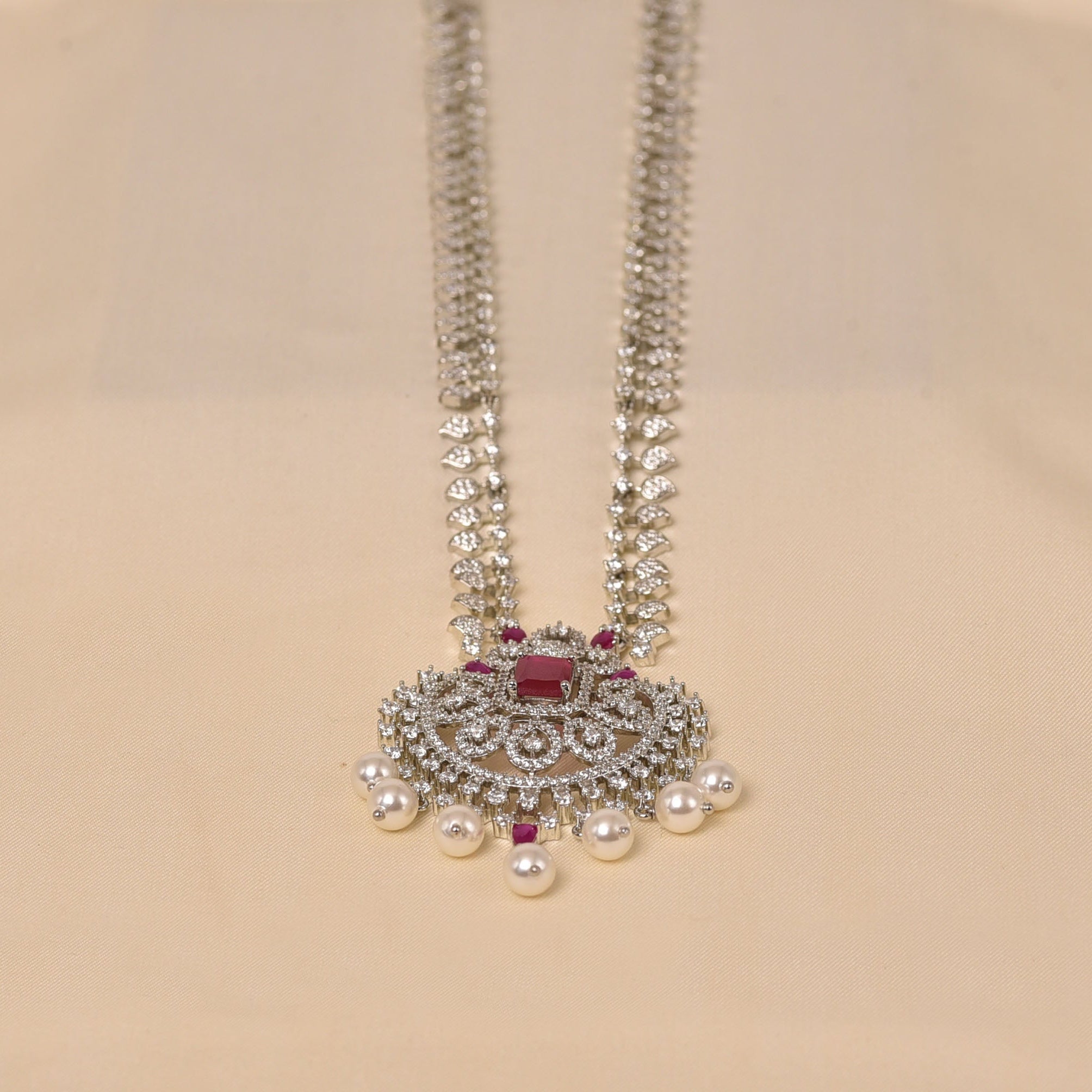 925 Sterling Silver Pink Haram Necklace  for Women - Elyta