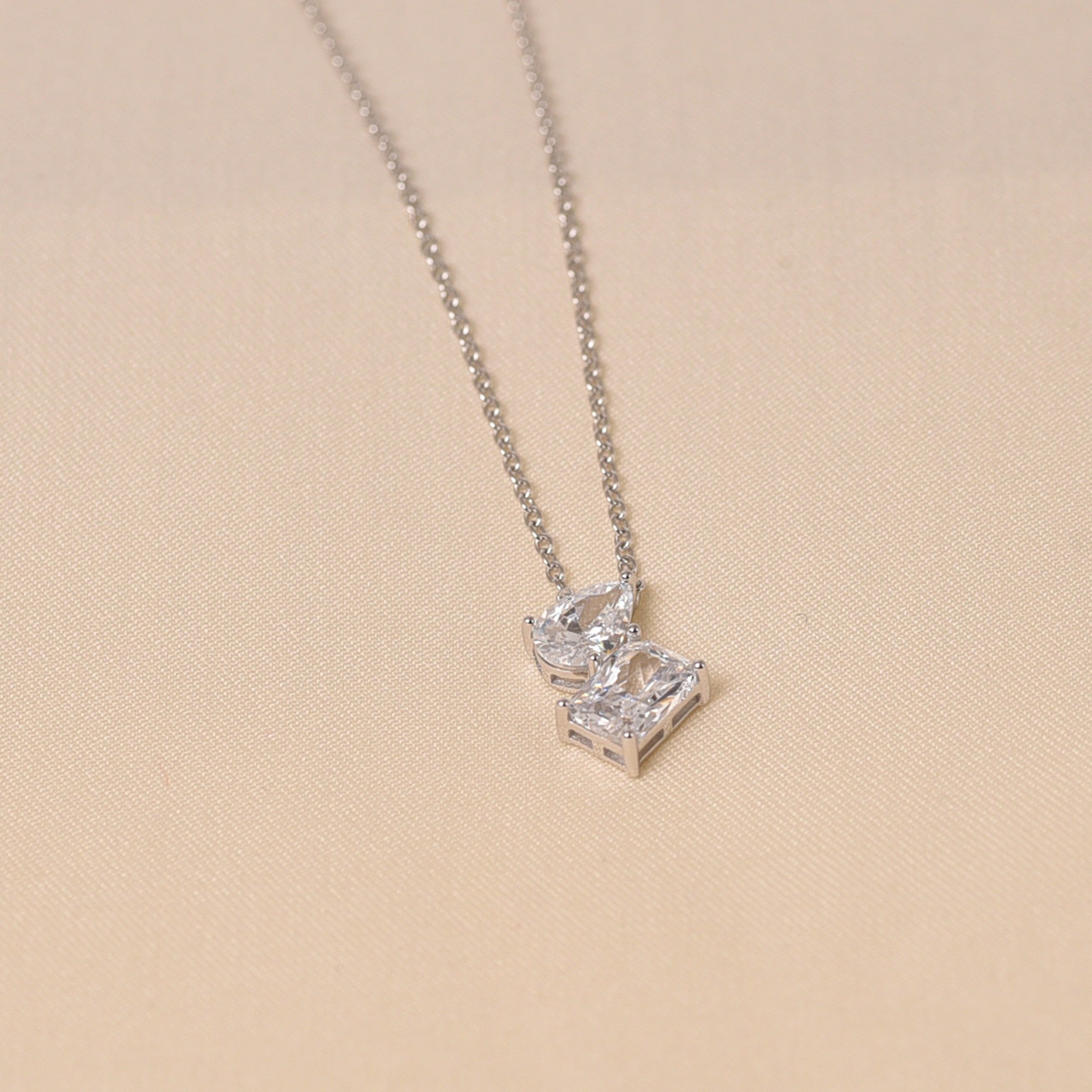 Drop & Square Diamond Necklace