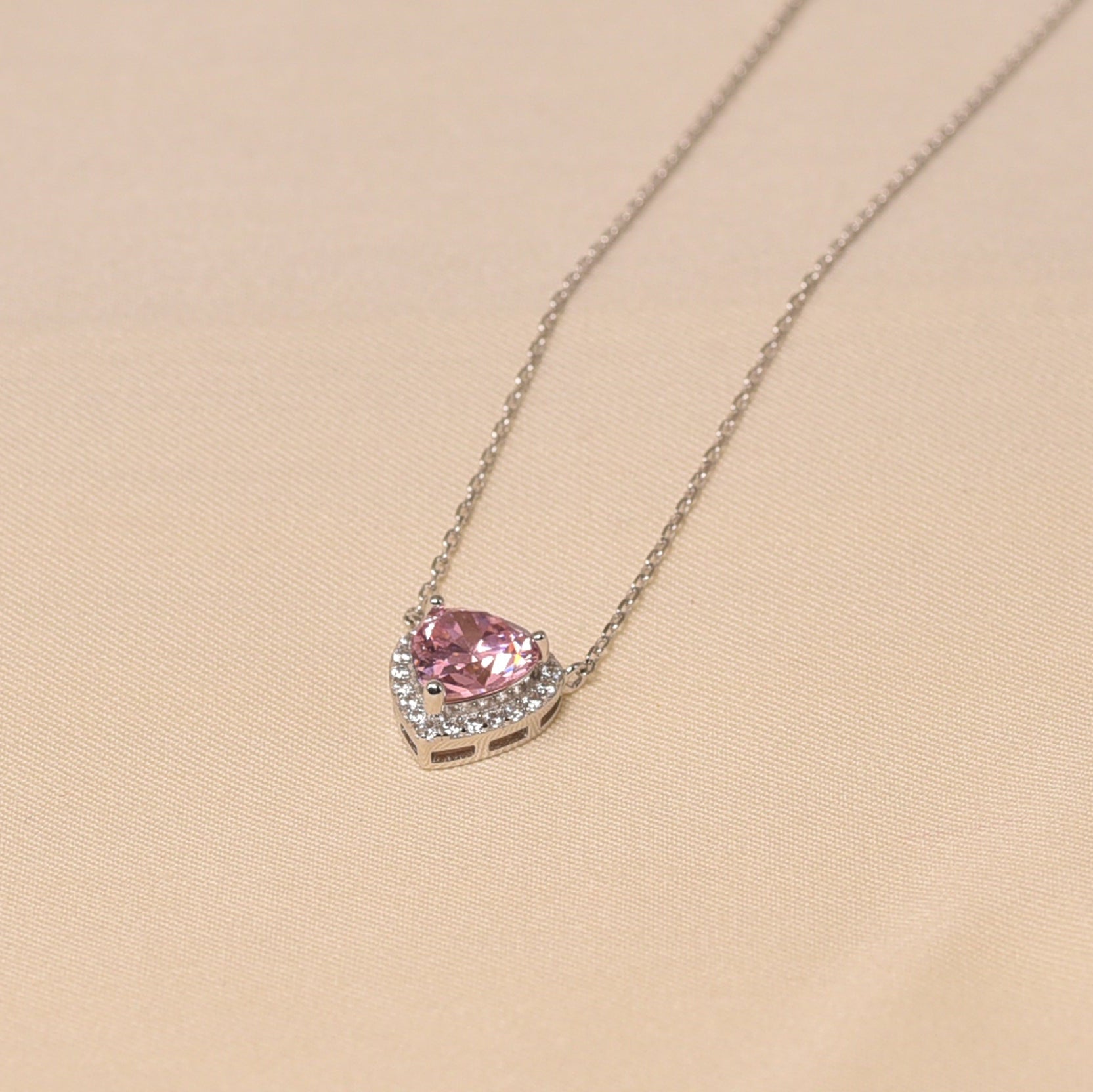 Crystal Heart Pink Necklace