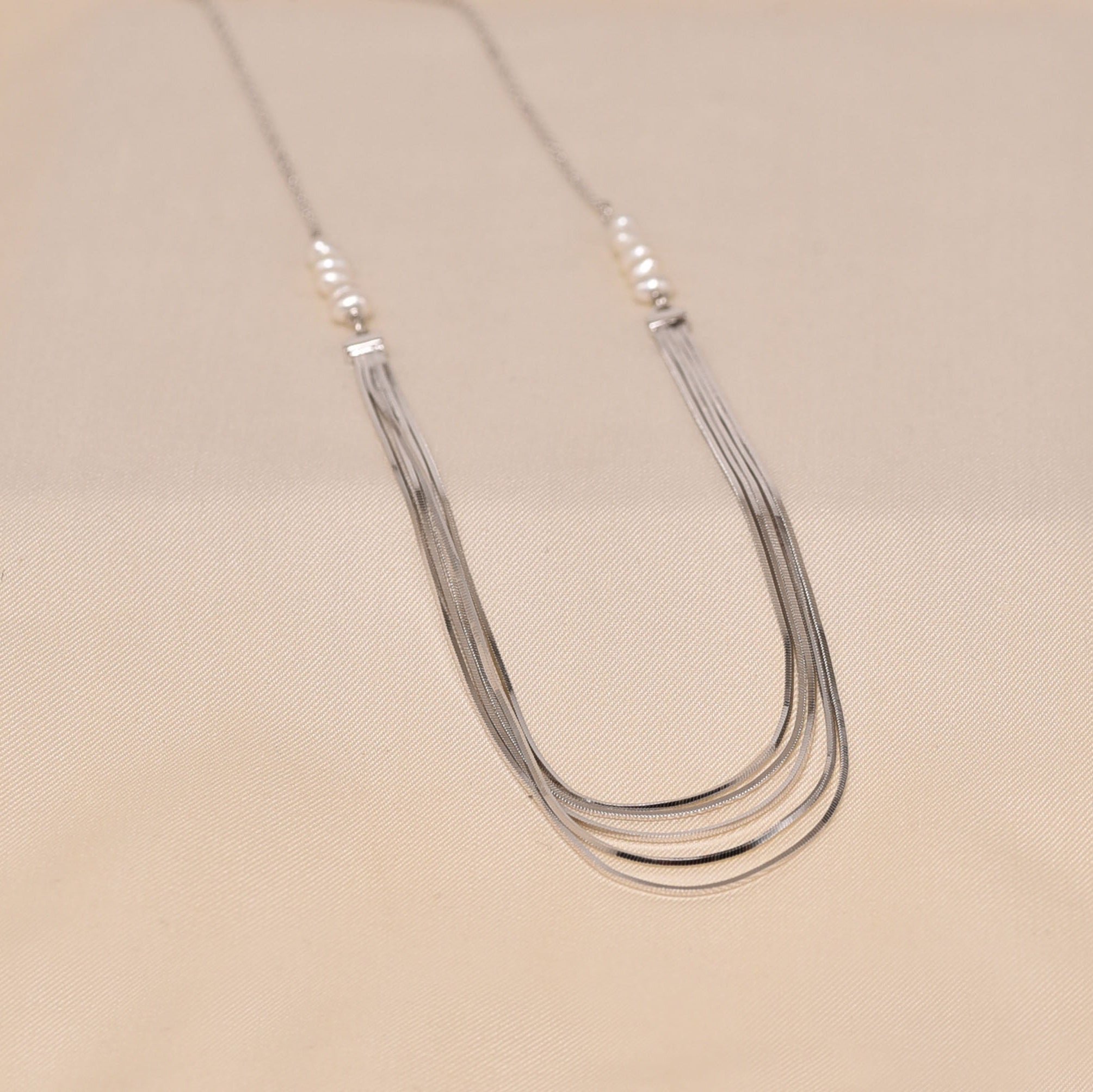 925 Pearl and Silver Layer and Pearl Necklace for Elyta