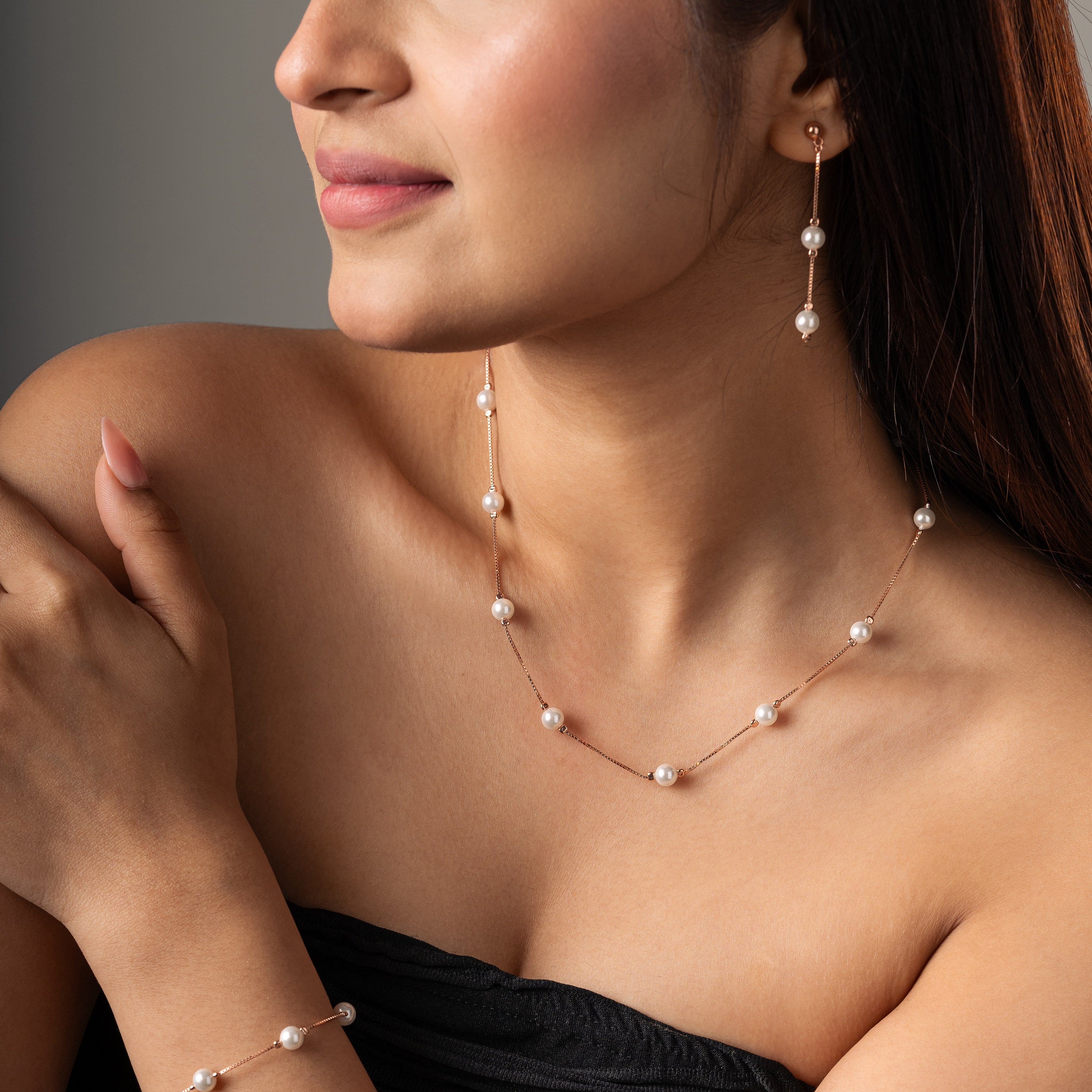 9 Pearl Pensieve Necklace Set - Rose Gold