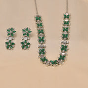 925 Sterling silver Green Necklace  for women  - Elyta