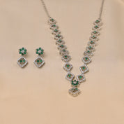 925 Sterling Silver Green Necklace  for Women - Elyta