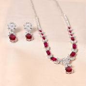 Silver Dua Necklace Set -Pink