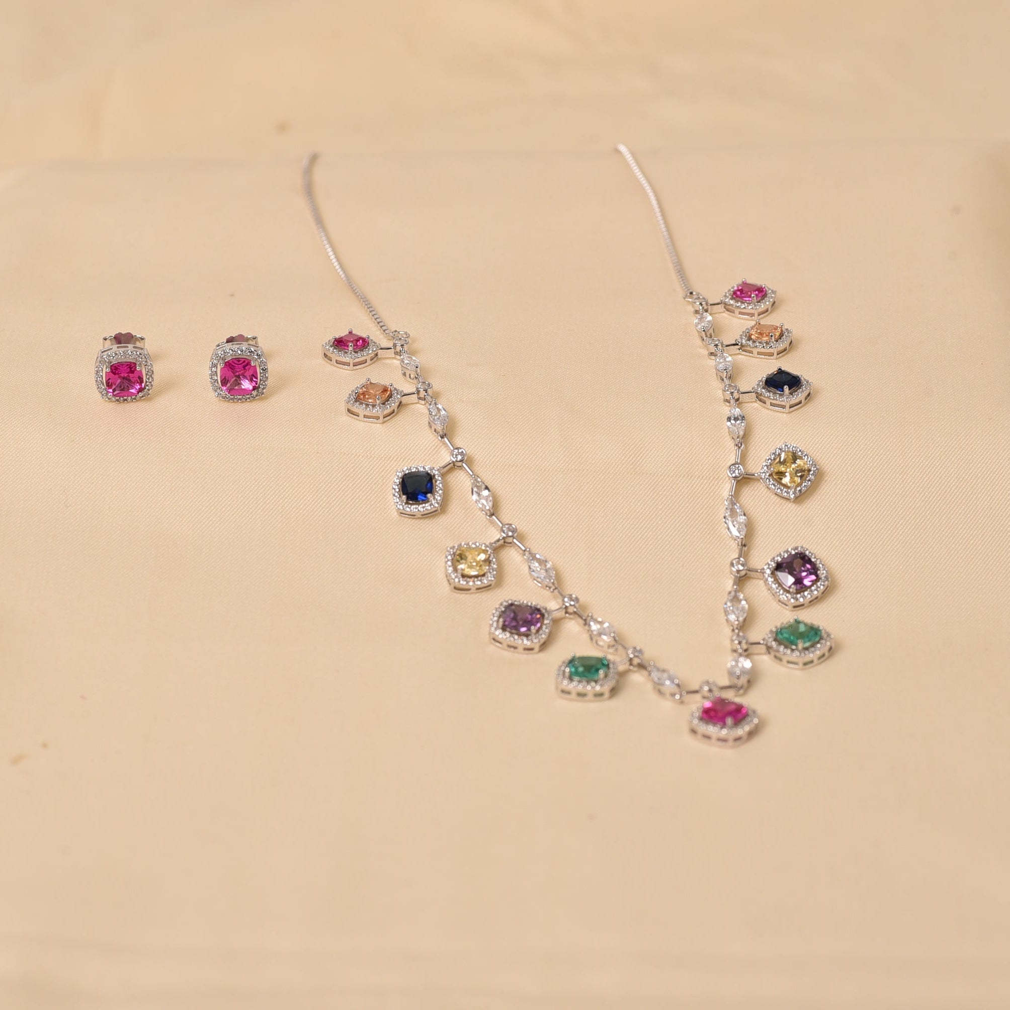 Squared Novak Necklace Set - Colourful