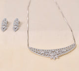 Silver Chand Shape Necklace Set