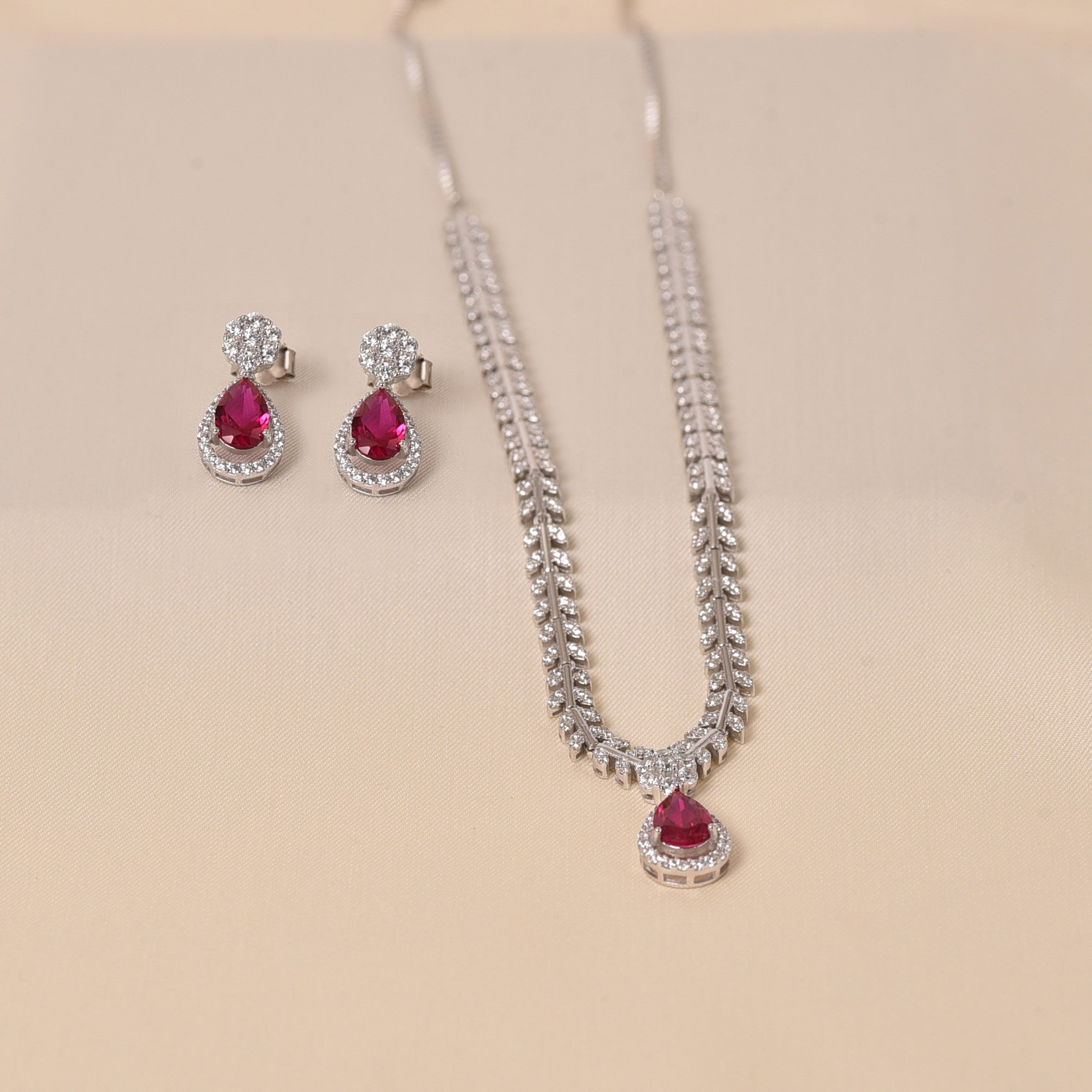 925 Sterling Silver Pink Necklace Set for Women - Elyta Jewelry