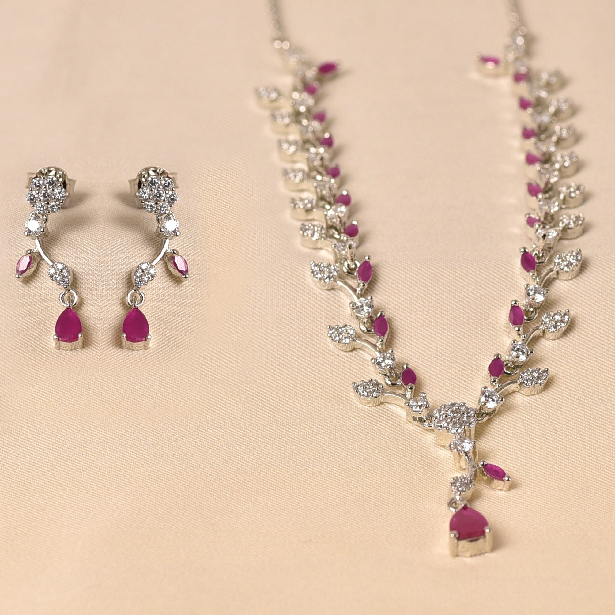  925 Sterling Silver Pink Necklace set for Women - Elyta Jewelry
