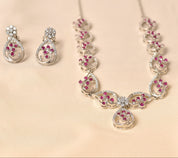 Silver Rose Romance Necklace Set
