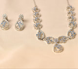 Silver Rose Romance Necklace Set- Light Blue