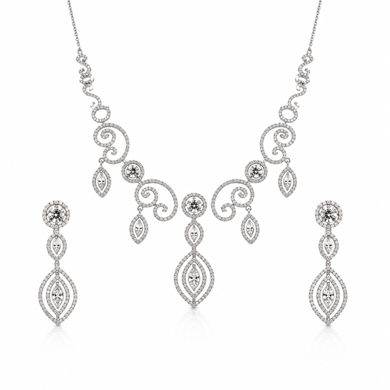 925 Silver Fairy Leaf Necklace set