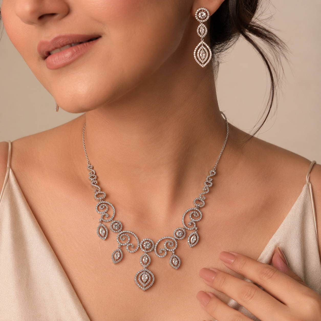 925 Silver Fairy Leaf Necklace set