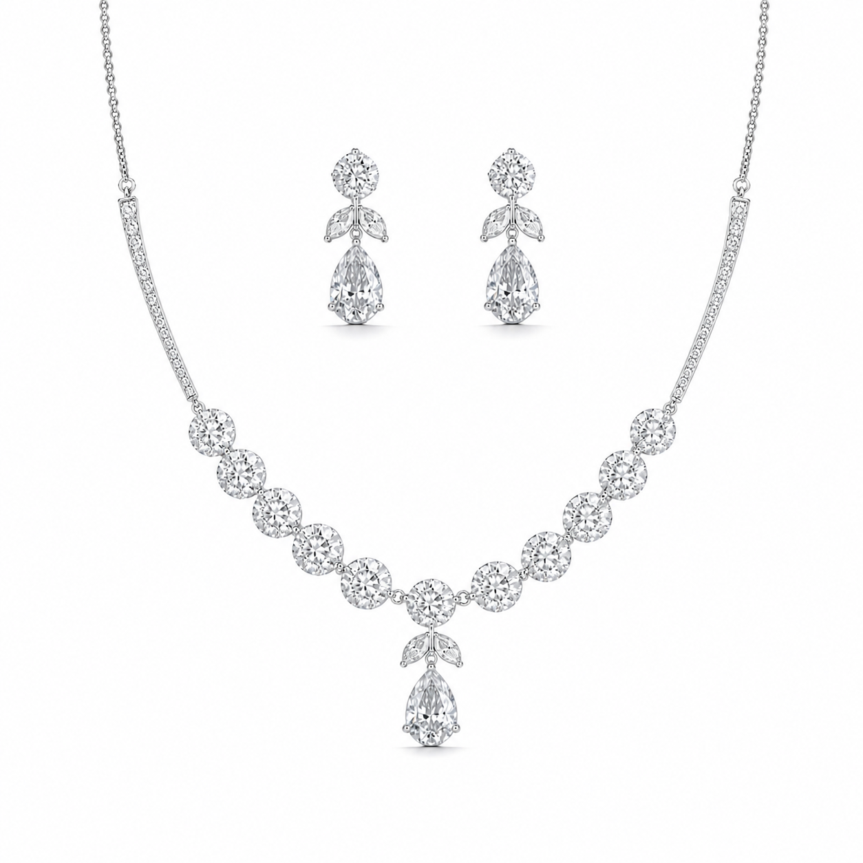 925 Silver Fleur Necklace Set