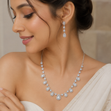 Silver Pear Dew Necklace Set