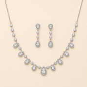 Silver Pear Dew Necklace Set