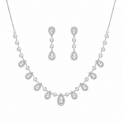 Silver Pear Dew Necklace Set