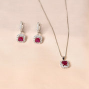 Filmy Pendant Set with Chain - Dark Pink