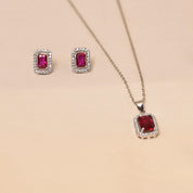 Reva Small Diamond Pendant Set With Chain -Dark Pink