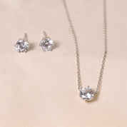 Silver Diamond Pendant Set With Chain