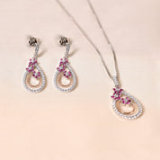 Berlin Drops Pendant Set Without Chain -Dark Pink
