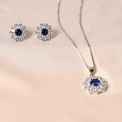 Sunflower Pendant Set Without Chain - Dark Blue