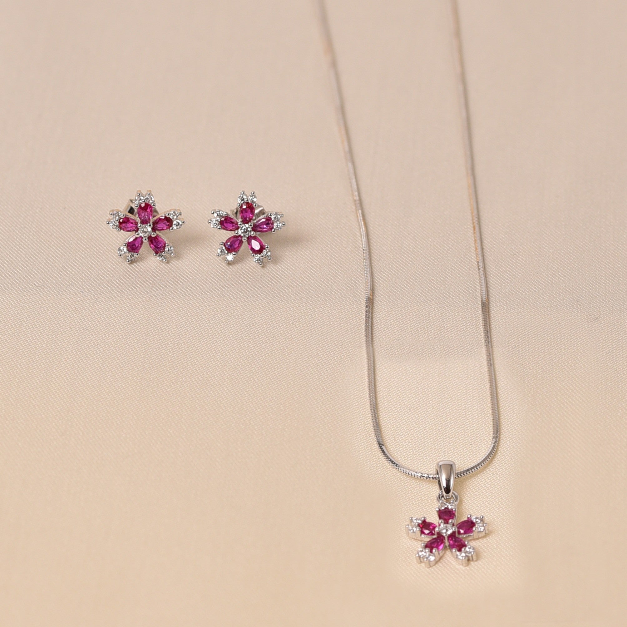Peony Pink MOP Pendant Set Without Chain