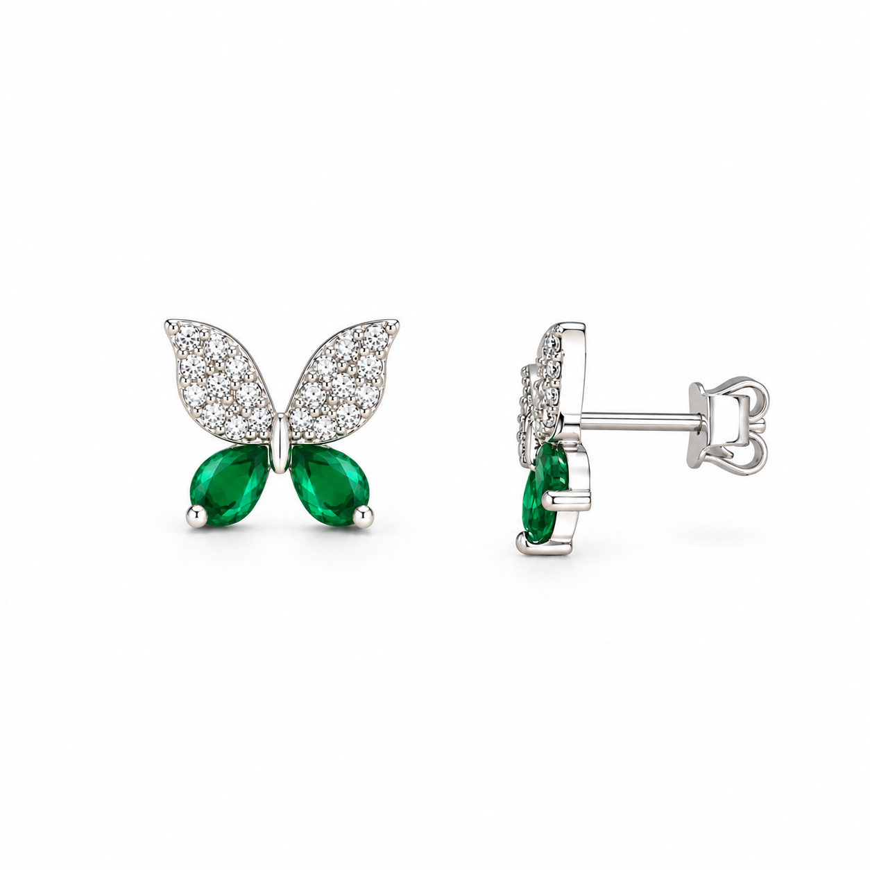 925 Silver Crystal Butterfly - Green