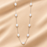 925 Silver Stringed Oval Pearl Necklace