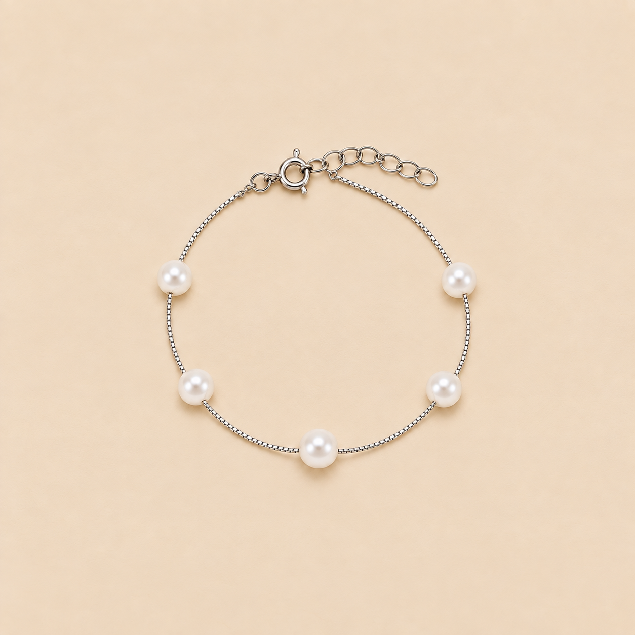 Silver Stylish Pearl Bracelet