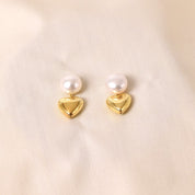 Handcrafted 925 Silver Drop Earring with Pearl and Heart- Elyta