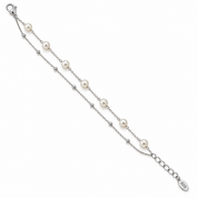 925 Silver 2-lined pearl tennis bracelet