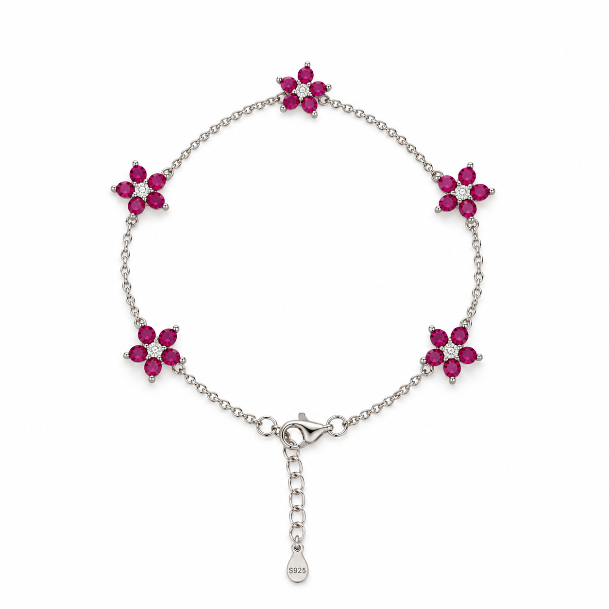 Bloomed Flower Charm Bracelet - Pink