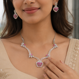 925 Silver Flora Curve Necklace Set