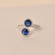Two Round Diamond Ring - Dark Blue