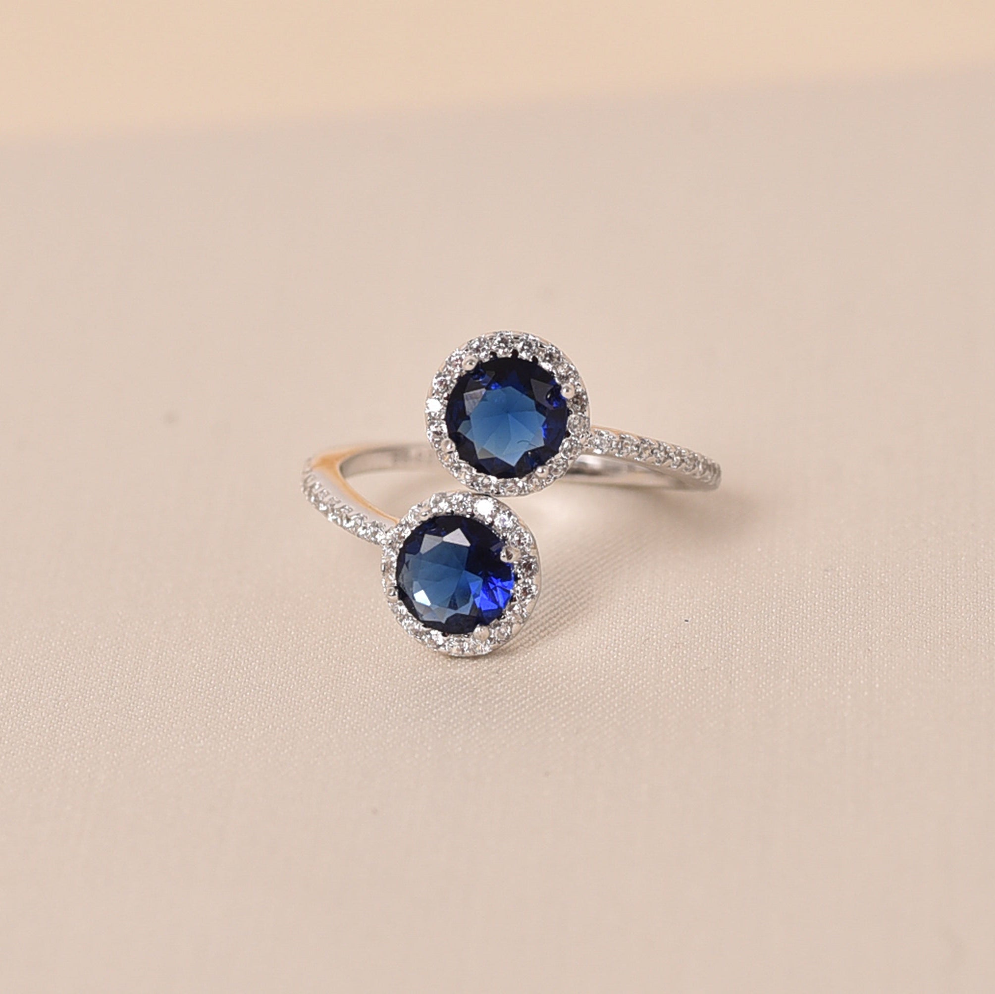 Two Round Diamond Ring - Dark Blue