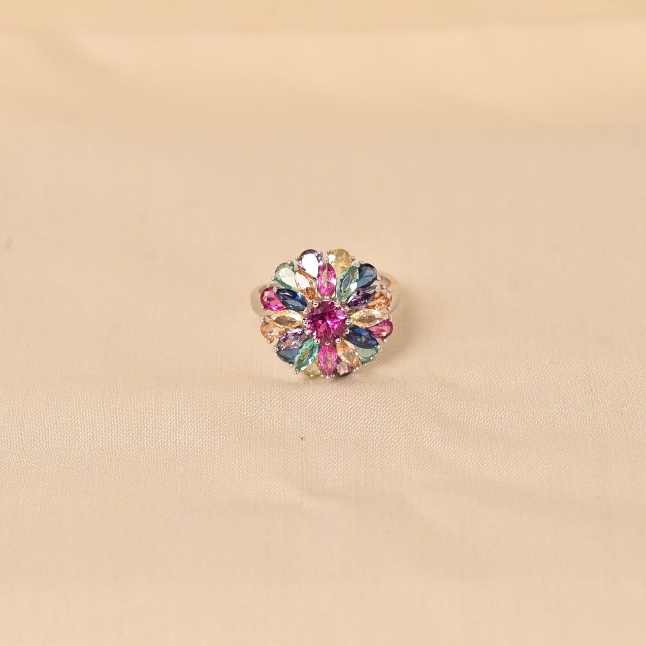 Crystal  colourful  Cocktail Ring for women by Elyta