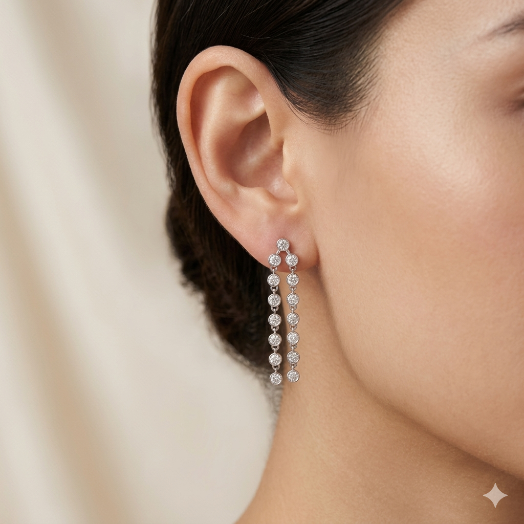 925 Sterling silver Diamond Drop and Dangler Earring for Women - Elyta