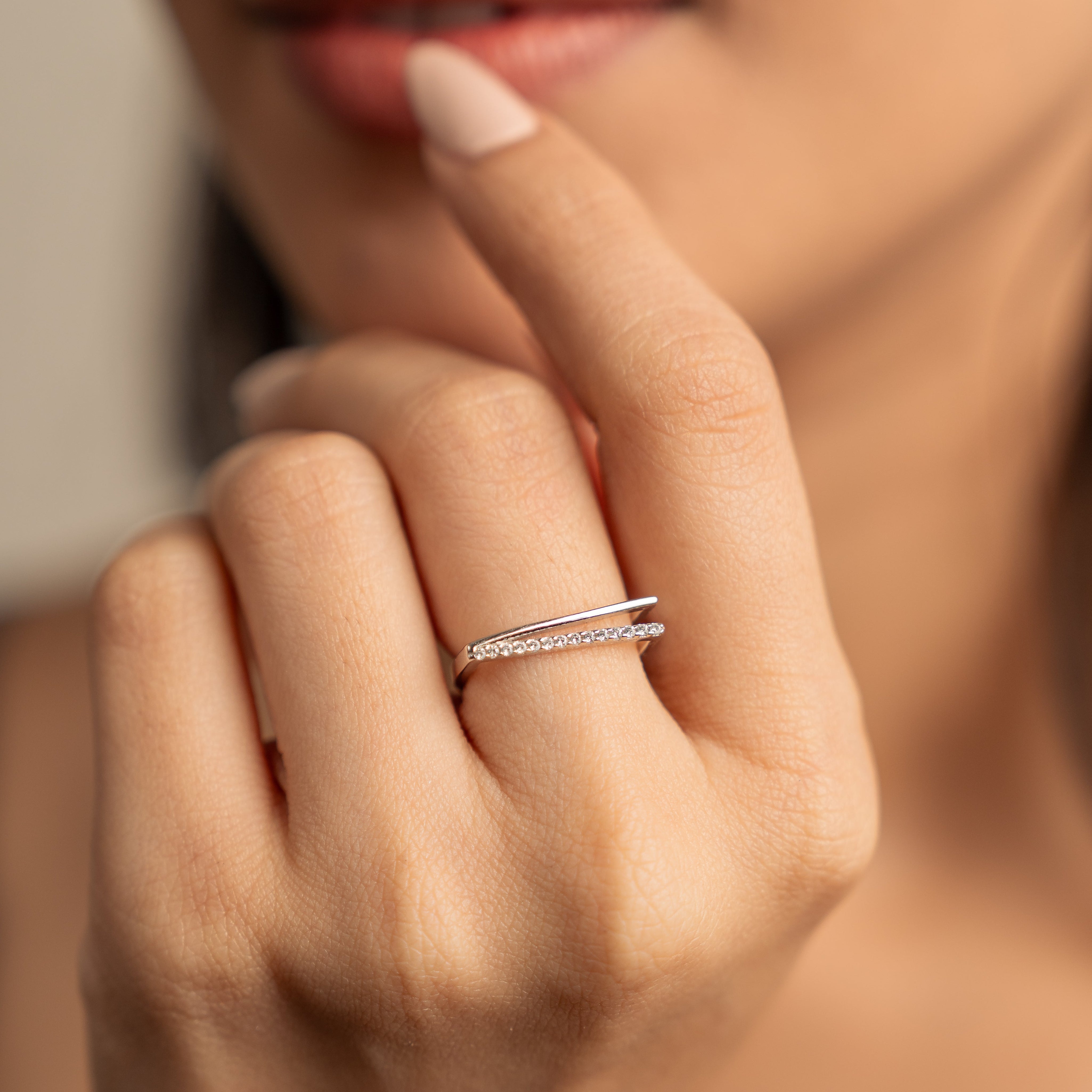 High Quality Diamond Ring -925 Silver Elyta